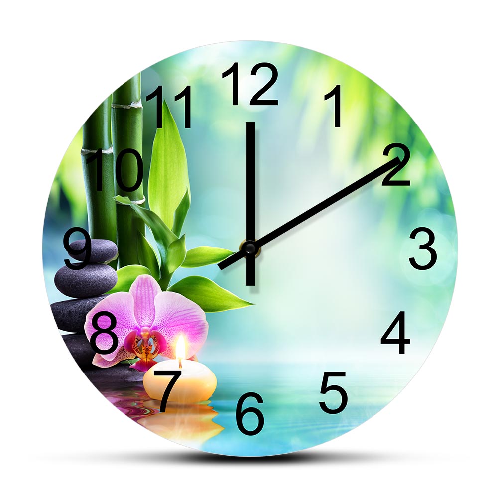 Medical Wellness & Spa Werona - Salie Lotusbloem Zen Stenen Stille Wandklok